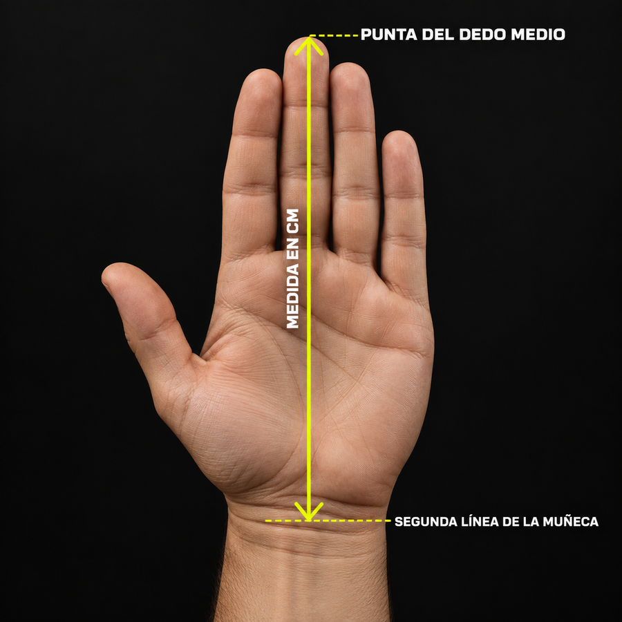 Como medir a mão para luvas de guarda-redes: da segunda linha do pulso até à ponta do dedo médio